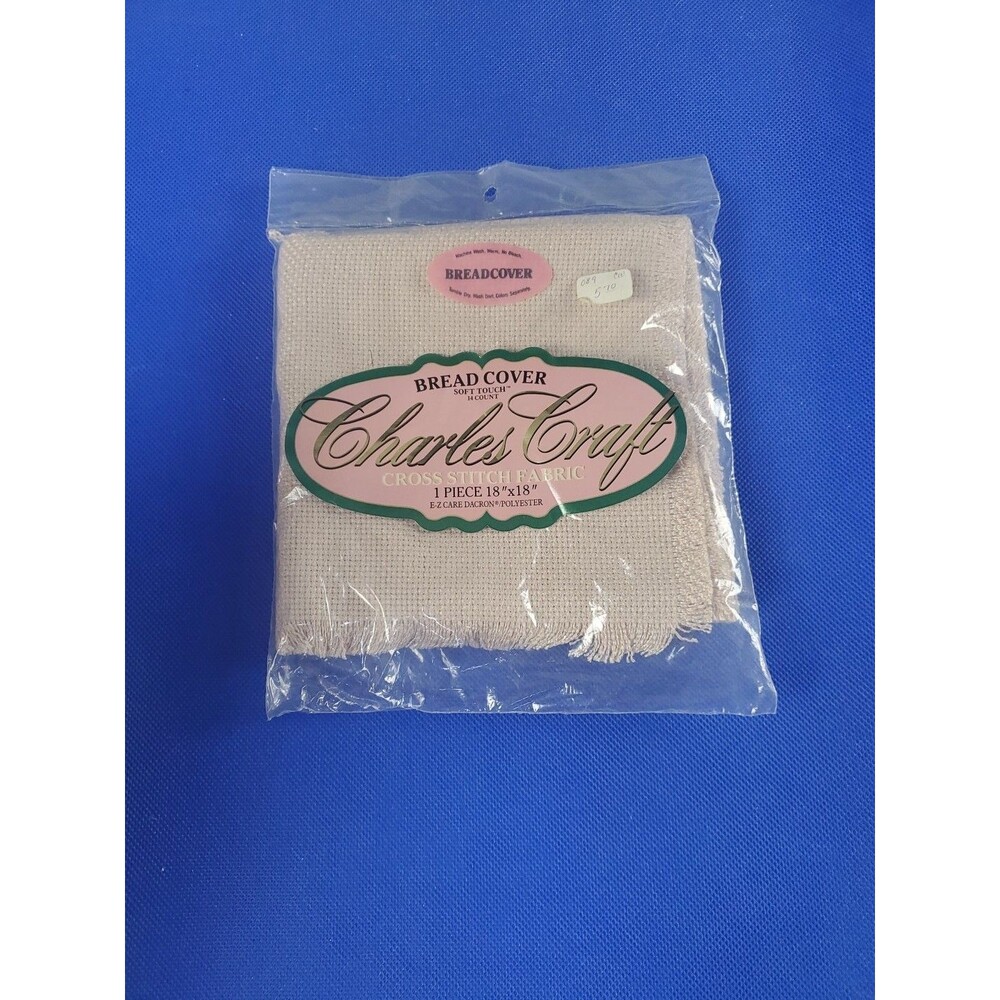 Charles Craft 14ct Cross Stitch Fabric  Bread Cover 18"x18" NIP Color White
